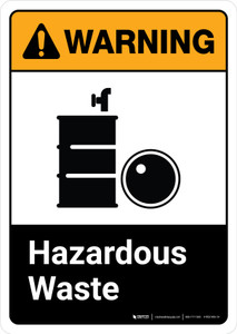 Warning: Hazardous Waste with Icon ANSI Portrait - Wall Sign