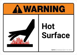Warning: Hot Surface with Icon ANSI Landscape - Wall Sign
