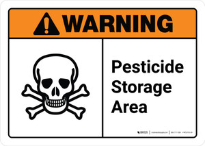 Warning: Pesticide Storage Area with Icon ANSI Landscape - Wall Sign