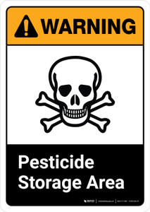 Warning: Pesticide Storage Area with Icon ANSI Portrait - Wall Sign