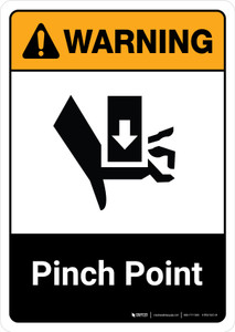 Warning: Pinch Point with Icon ANSI Portrait - Wall Sign