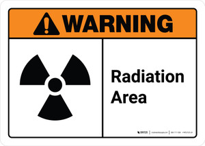 Warning: Radiation Area with Icon ANSI Landscape - Wall Sign