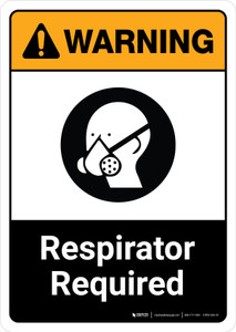 Warning: Respirator Required with Icon ANSI Portrait - Wall Sign