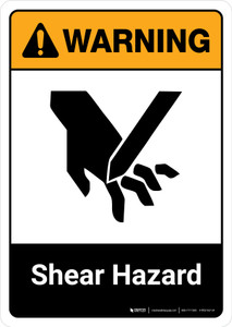 Warning: Shear Hazard with Icon ANSI Portrait - Wall Sign