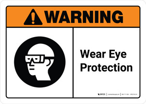 Warning: Wear Eye Protection with Icon ANSI Landscape - Wall Sign