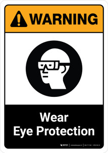 Warning: Wear Eye Protection with Icon ANSI Portrait - Wall Sign