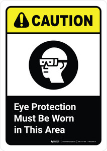 Caution: Eye Protection must be Worn in This Area with Icon ANSI Portriat - Wall Sign