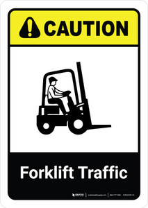 Caution: Forklift Traffic with Icon ANSI Portrait - Wall Sign