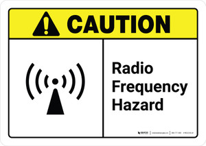 Caution: Radio Frequency Hazard with Icon ANSI Landscape - Wall Sign