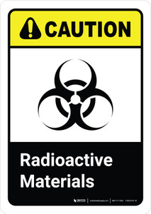 Caution: Radioactive Materials with Icon ANSI Portrait - Wall Sign