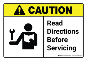 Caution: Read Directions Servicing with Icon Landscape - Wall Sign