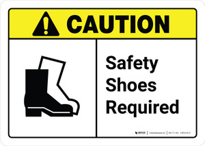 Caution: Safety Shoes Required with Icon ANSI Landscape - Wall Sign