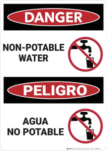 Danger: Non Potable Water Peligro Agua No Potable - Wall Sign