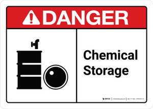 Danger: Chemical Storage with Icon ANSI Landscape - Wall Sign
