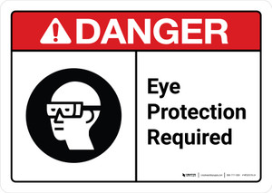 Danger: Eye Protection Required with Icon ANSI Landscape - Wall Sign