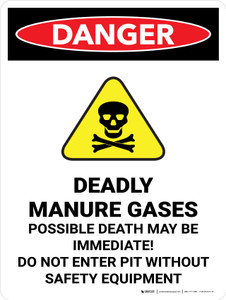 Danger: Deadly Manure Gases Portrait - Wall Sign
