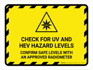 Check For UV And HEV Hazard Landscape - Wall Sign