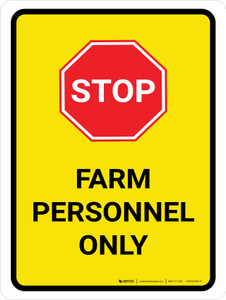 Stop Farm Personnel Only Portrait - Wall Sign