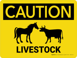Caution: Livestock Landscape - Wall Sign