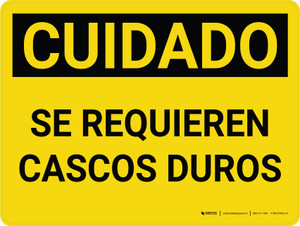 Caution: Hard Hats Required Spanish Landscape - Wall Sign