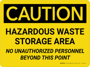 Caution: Hazardous Waste Storage Area - No Unauthorized Personnel Beyond This Point Landscape - Wall Sign