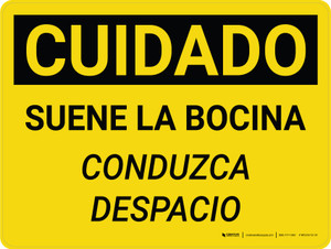 Caution: Sound Horn Spanish Landscape - Wall Sign