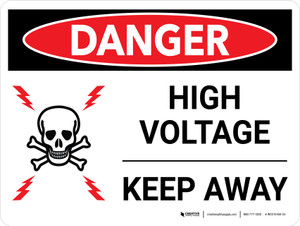 Danger: High Voltage - Keep Away with Icon Landscape - Wall Sign