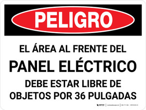 Danger: Spanish Area In Front Of Electrical Panel Landscape - Wall Sign