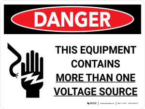 Danger: This Equipment Contains More Than One Voltage Source with Graphic Landscape - Wall Sign