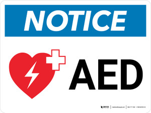 Notice: AED with Icon Landscape - Wall Sign