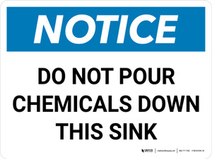 Notice: Do Not Pour Chemicals Down this Sink Landscape - Wall Sign