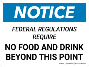 Notice: Federal Regulations Require No Food or Drink Beyond This Point Landscape - Wall Sign