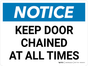 Notice: Keep Door Chained at All Times Landscape - Wall Sign