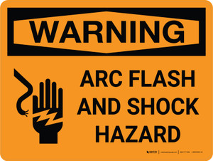 Warning: Arc Flash and Shock Hazard with Icon Landscape - Wall Sign