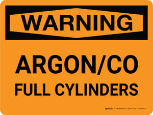 Warning: Argon/CO Full Cylinders Landscape - Wall Sign