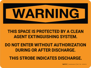 Warning: Clean Agent Extinguishing System Landscape - Wall Sign