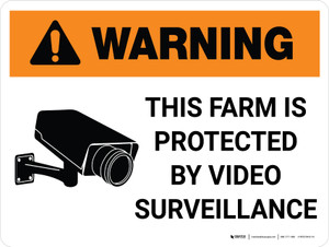 Warning: This Farm Is Protected By Video Surveillance with Icon Landscape - Wall Sign