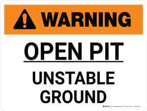 Warning: Open Pit Unstable Ground Landscape - Wall Sign
