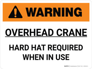 Warning: Overhead Crane Hard Hat Required When in Use Landscape - Wall Sign