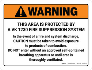 Warning: VK 1230 Fire Supression System Landscape - Wall Sign
