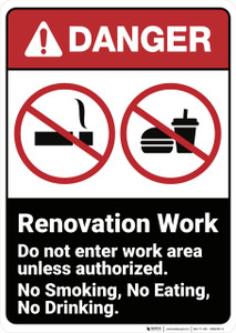 Danger: Renovation Work Do Not Enter ANSI - Wall Sign