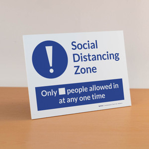 Social Distancing Zone with Exclamation Mark Blue Landscape - Desktop Sign