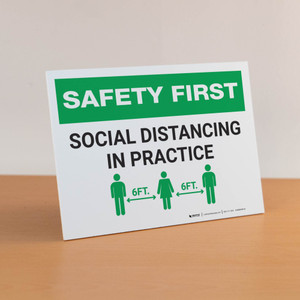Safety First: Social Distancing in Practice Landscape - Desktop Sign