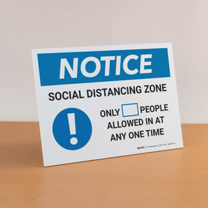 Notice: Social Distancing Zone with Icon Landscape - Desktop Sign