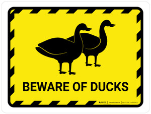Beware Of Ducks Yellow Hazard Landscape - Wall Sign