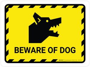 Beware Of Dog Yellow Landscape - Wall Sign