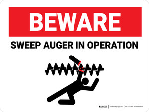 Beware: Sweep Auger In Operation Landscape - Wall Sign