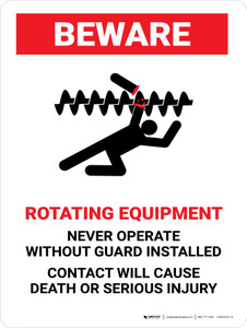 Beware: Rotating Equipment Portrait - Wall Sign