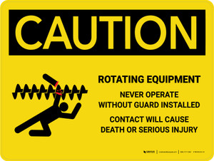 Caution: Rotating Equipment Landscape - Wall Sign