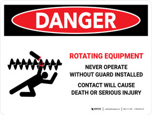 Danger: Rotating Equipment Landscape - Wall Sign